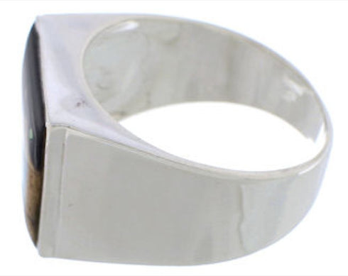 Native American Design Silver Multicolor Ring Size 11-3/4 EX42450